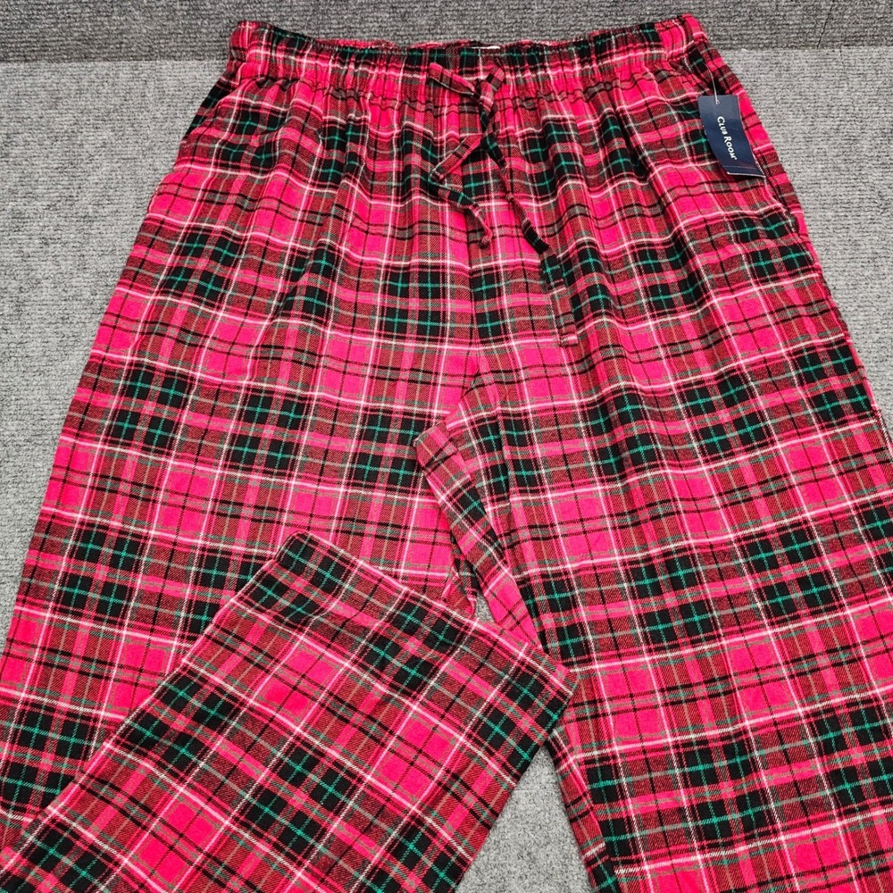 Club Room Flannel Pajama Pants Mens Plaid Cotton Sleepwear Red Black‎ Large